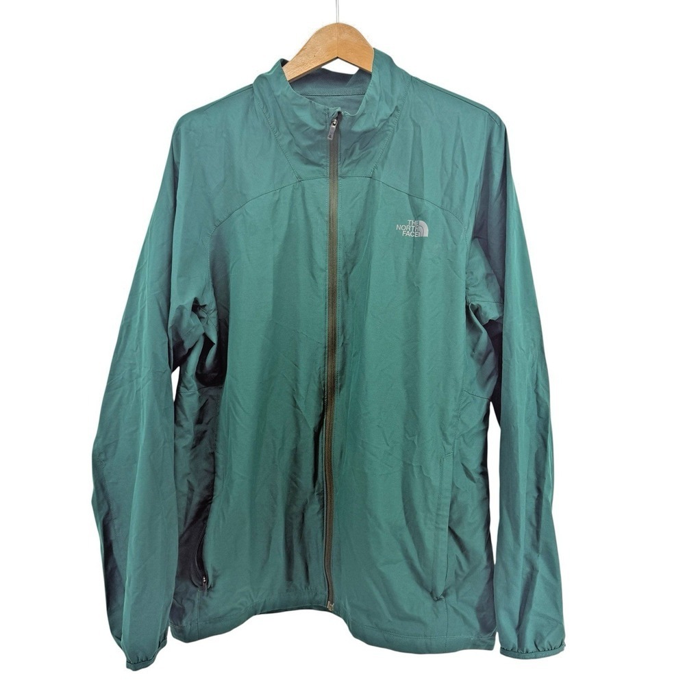 The North Face Windbreaker Mens Large Pre-Owned Jacket Green FlashDry Mesh Lined